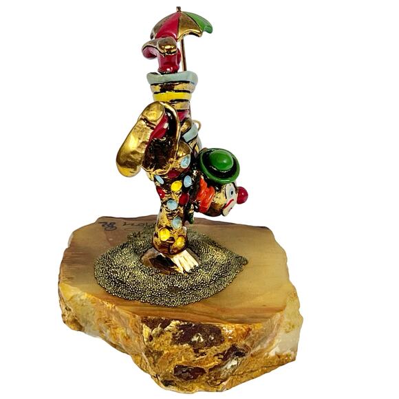 Ron Lee Acrobat Handstand Clown Umbrella Gold Onyx Hand Painted Signed 1982 - Picture 2 of 16